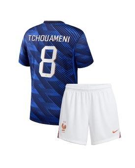 Billige Fotballdrakt Frankrike Aurelien Tchouameni #8 Replika Hjemmedraktsett Barn VM 2026 Kortermet (med bukser)